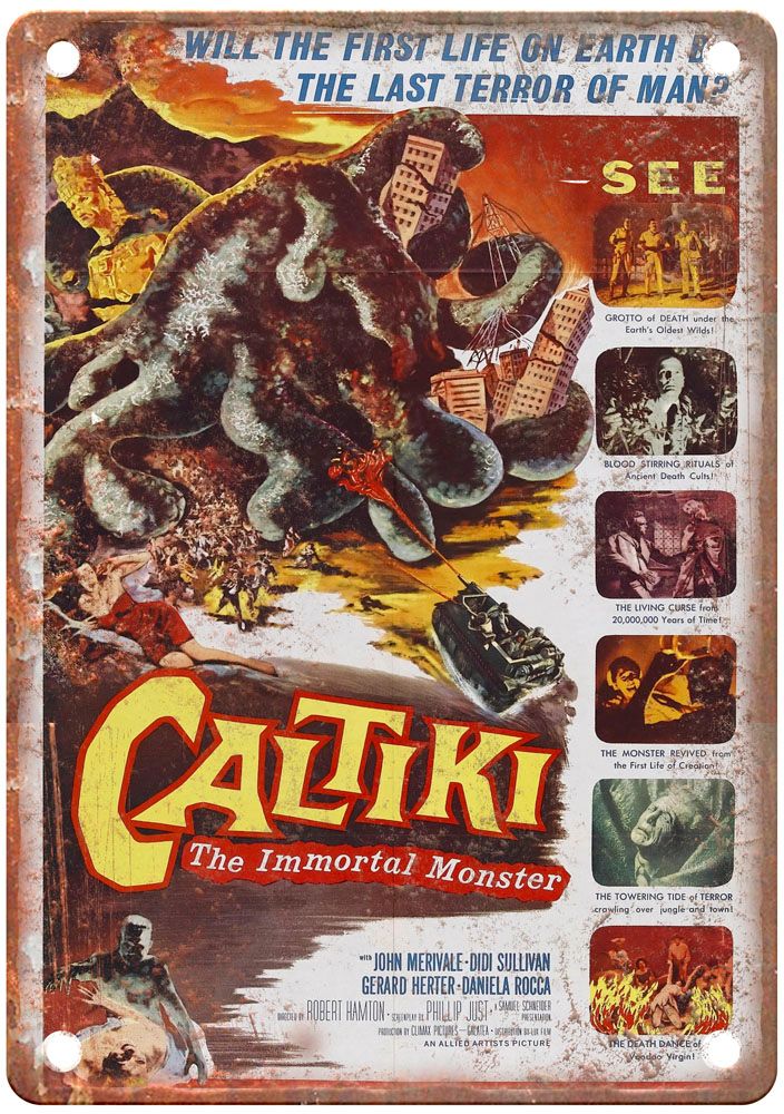 Caltiki Immortal Monster Vintage Movie Poster Old Retro Look Metal Sign