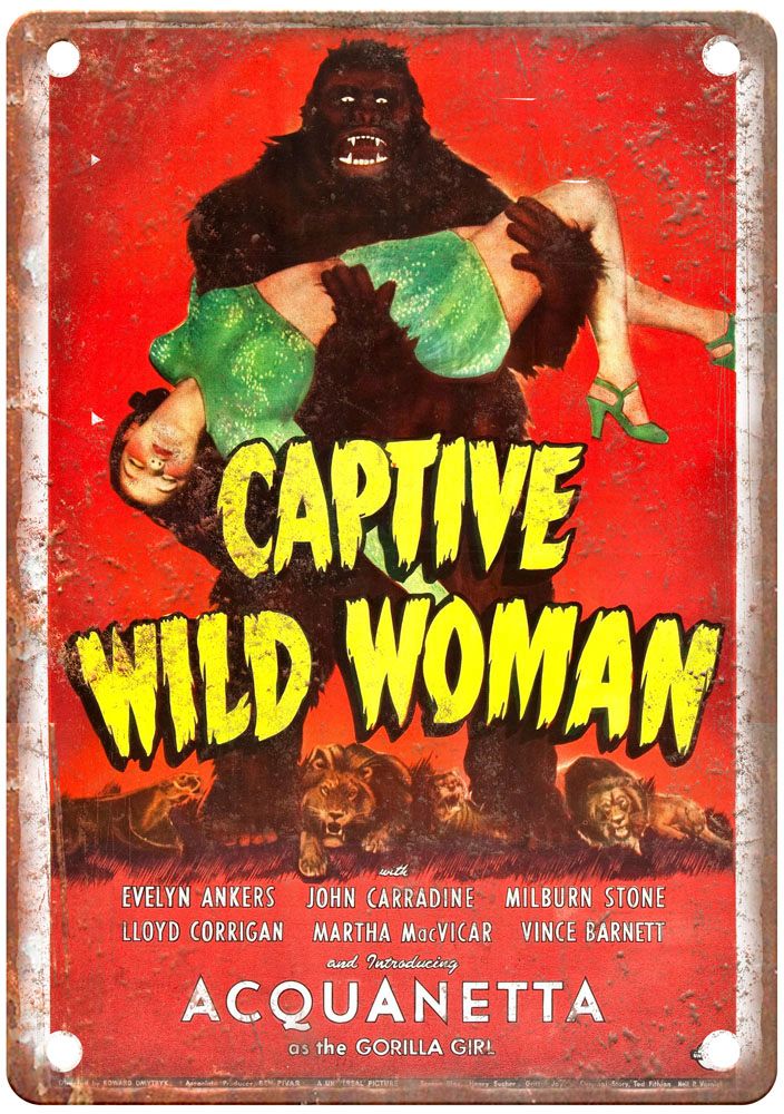 Captive Wild Woman Vintage Movie Poster Old Retro Look Metal Sign