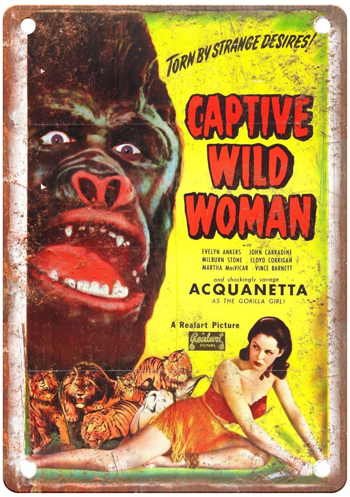 Captive Wild Woman Vintage Movie Poster Old Retro Look Metal Sign