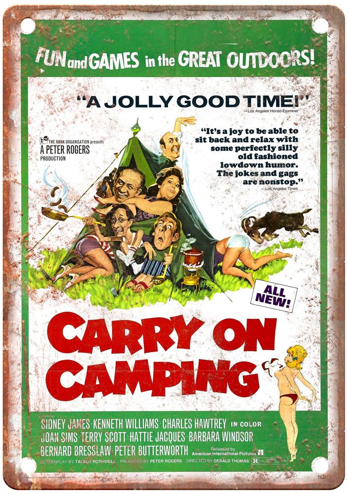 Carry On Camping Vintage Movie Poster Old Retro Look Metal Sign