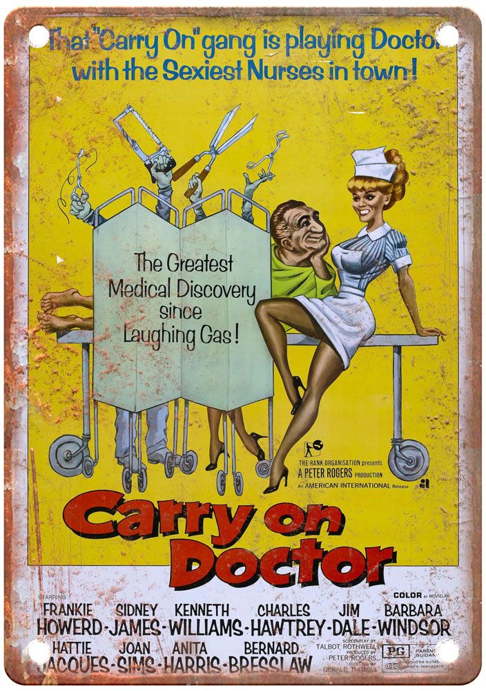 Carry On Doctor Vintage Movie Poster Old Retro Look Metal Sign