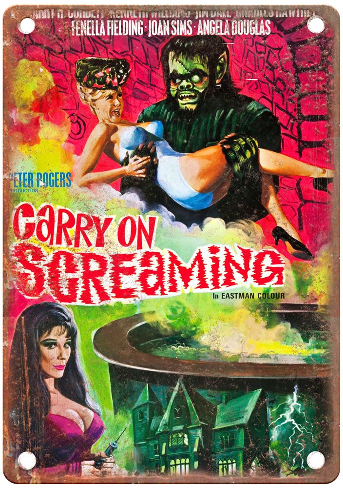 Carry On Screaming Vintage Movie Poster Old Retro Look Metal Sign