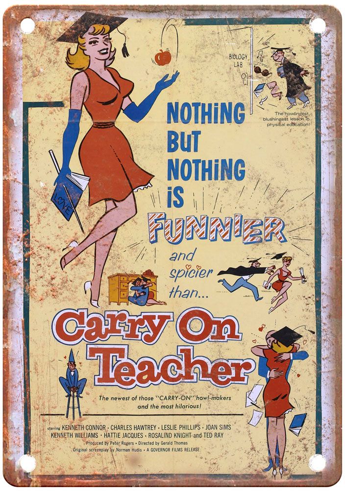 Carry On Teacher Vintage Movie Poster Old Retro Look Metal Sign