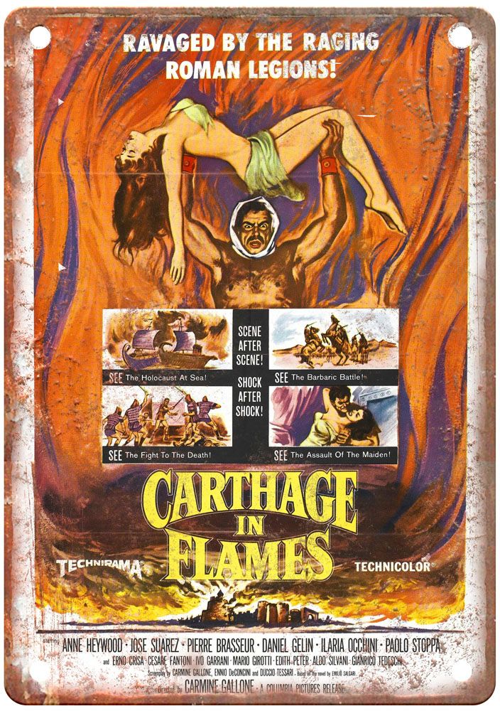 Carthage In Flames Vintage Movie Poster Old Retro Look Metal Sign