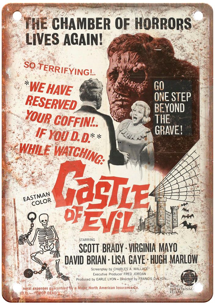 Castle Of Evil Vintage Movie Poster Old Retro Look Metal Sign