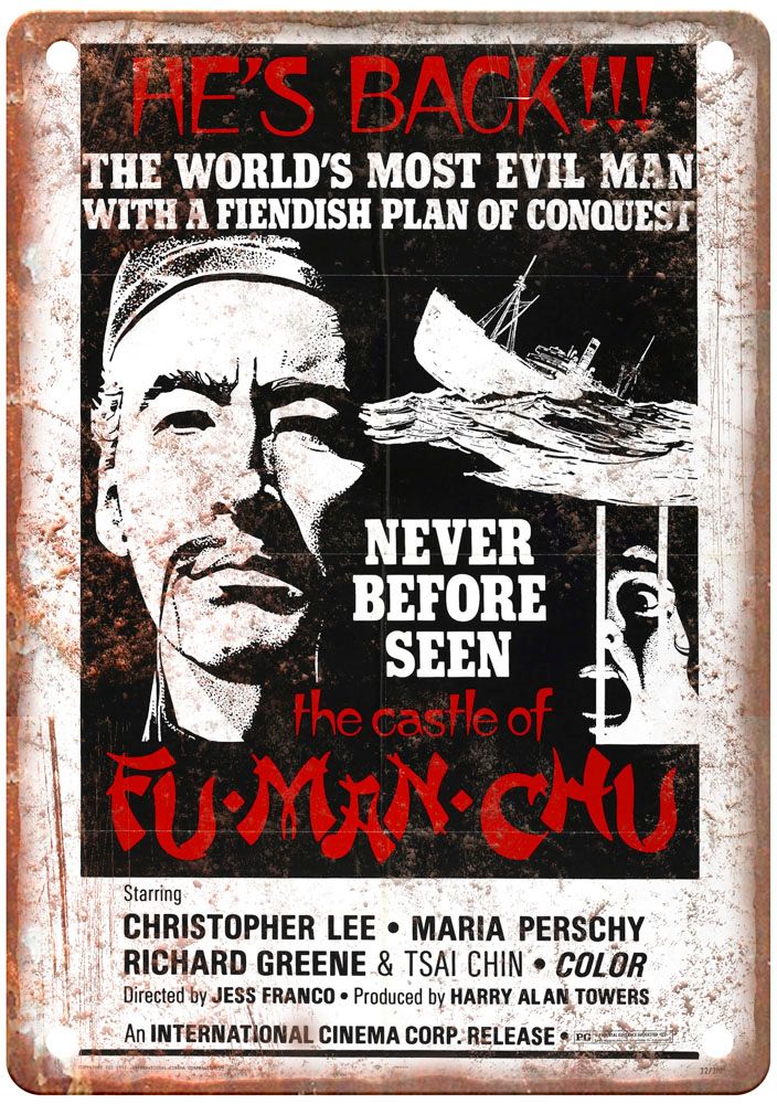 Castle Of Fu Manchu Vintage Movie Poster Old Retro Look Metal Sign