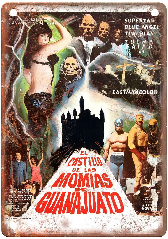 Castle Of Mummies Of Guanajuato Vintage Movie Poster Old Retro Look Metal Sign