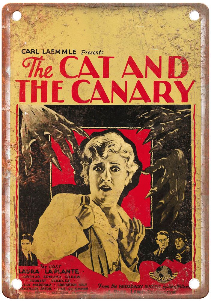 Cat And Canary 1927 Vintage Movie Poster Old Retro Look Metal Sign