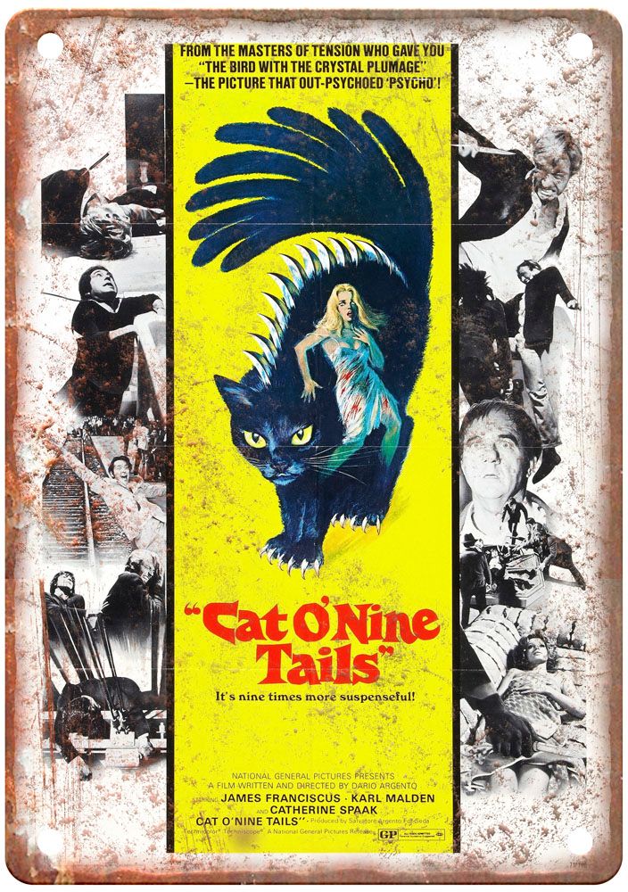 Cat O Nine Tails Vintage Movie Poster Old Retro Look Metal Sign