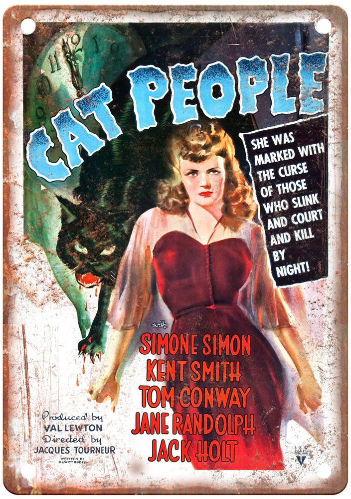 Cat People Vintage Movie Poster Old Retro Look Metal Sign