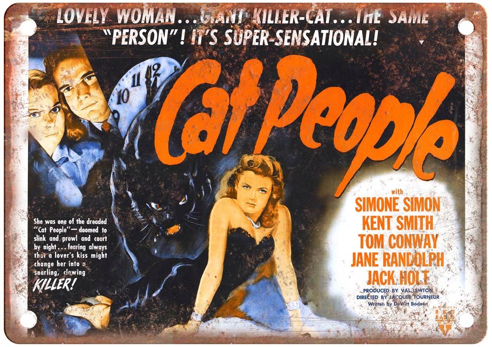 Cat People Vintage Movie Poster Old Retro Look Metal Sign