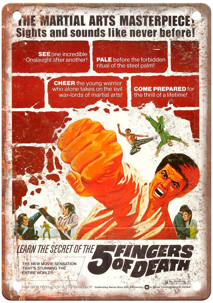 5 Fingers Of Death Vintage Movie Poster Old Retro Look Metal Sign