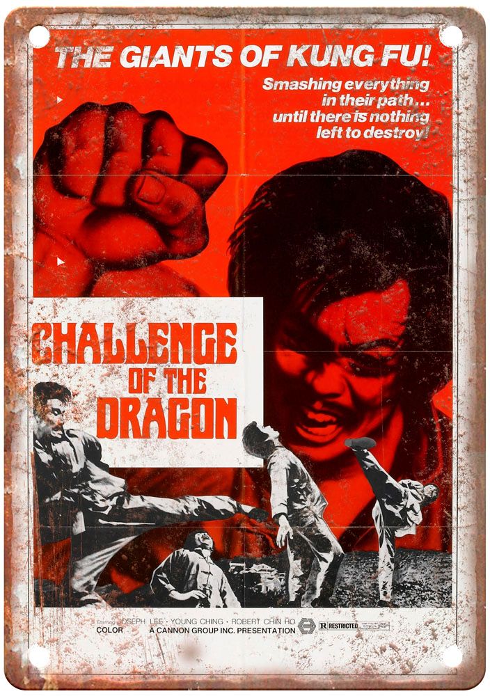 Challenge Of Dragon Vintage Movie Poster Old Retro Look Metal Sign