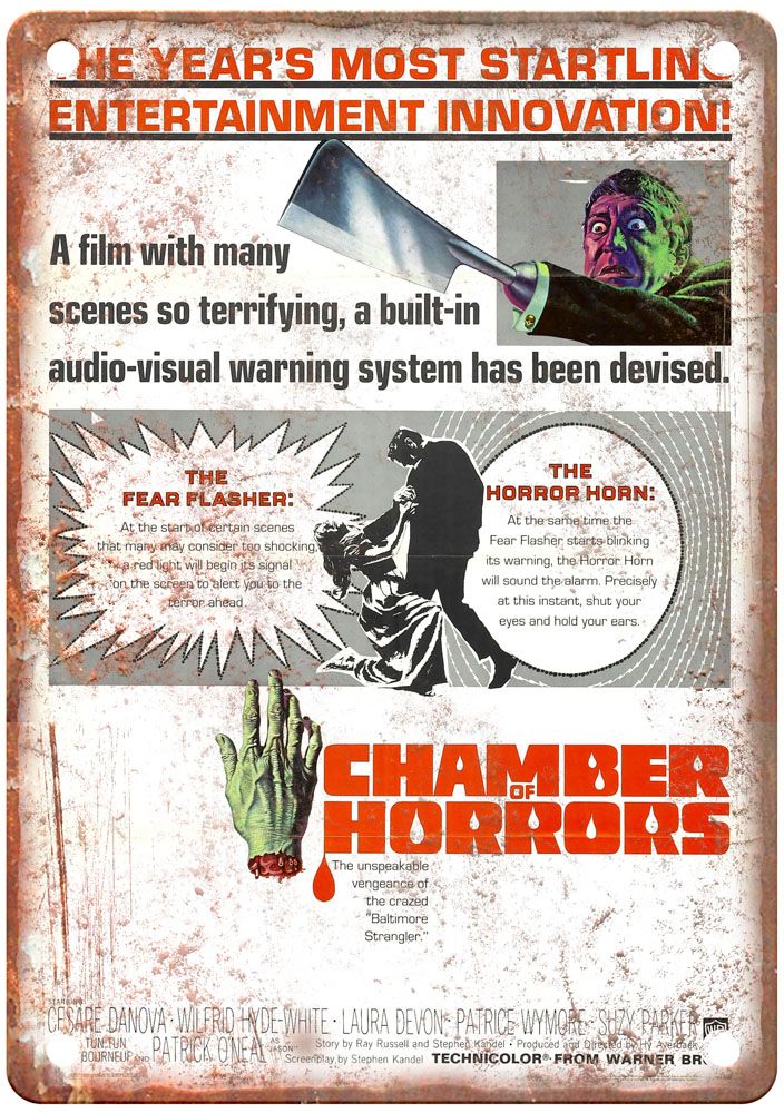 Chamber Of Horrors 1966 Vintage Movie Poster Old Retro Look Metal Sign