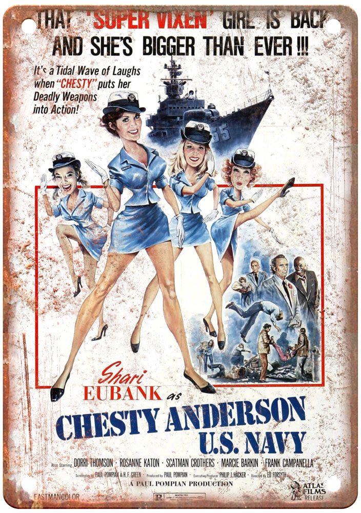 Chesty Anderson Usn Vintage Movie Poster Old Retro Look Metal Sign