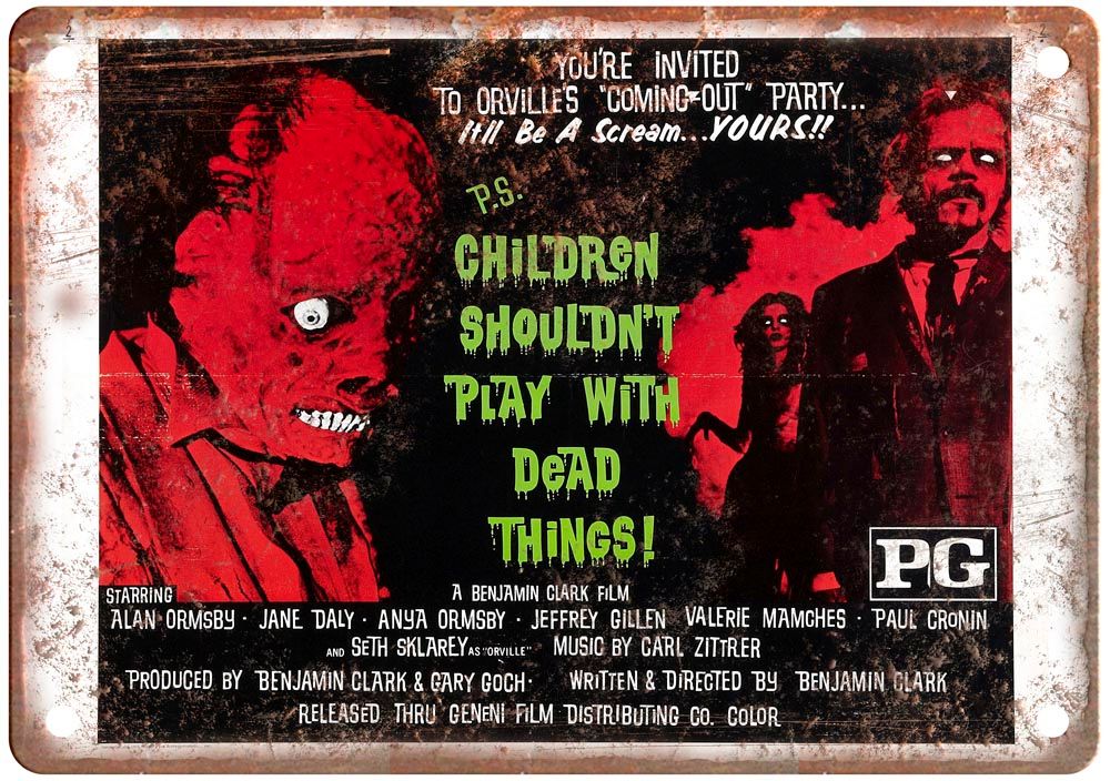 Children Shouldnt Play With Dead Things Vintage Movie Poster Old Retro Look Metal Sign