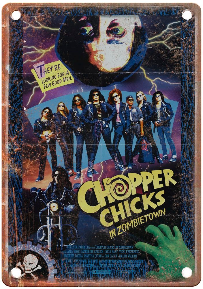 Chopper Chicks In Zombietown Vintage Movie Poster Old Retro Look Metal Sign