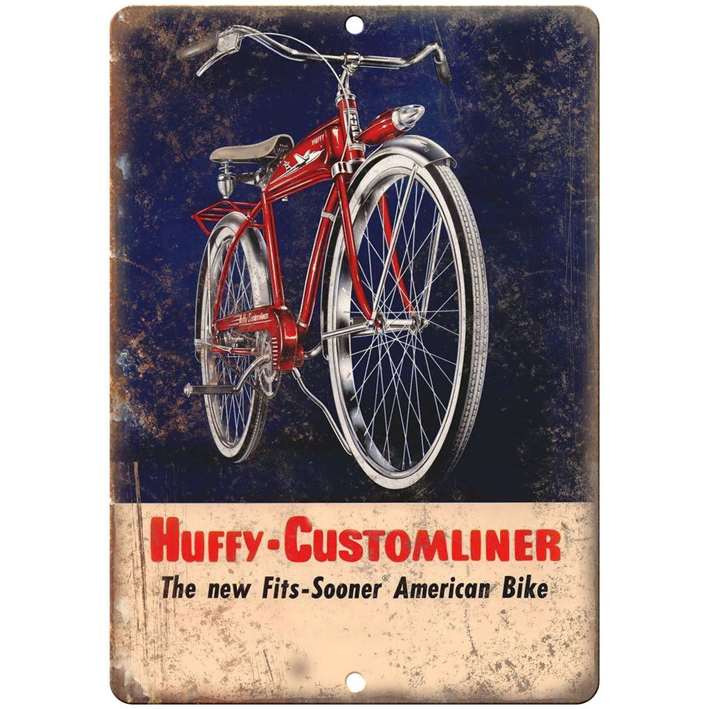 1955 Huffy Bicycle Ad Customliner Bike - 10" x 7" Retro Look Metal Sign