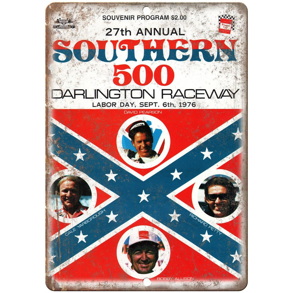 Southern 500 Darlington Raceway 1976 10" X 7" Reproduction Metal Sign A46