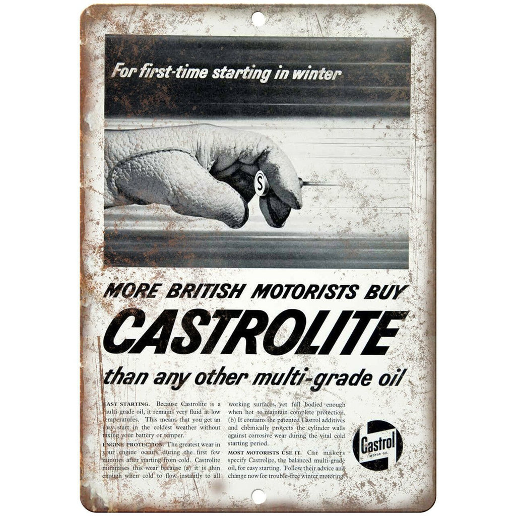 Castrolite Motor Oil Vintage Ad 10" X 7" Reproduction Metal Sign A874