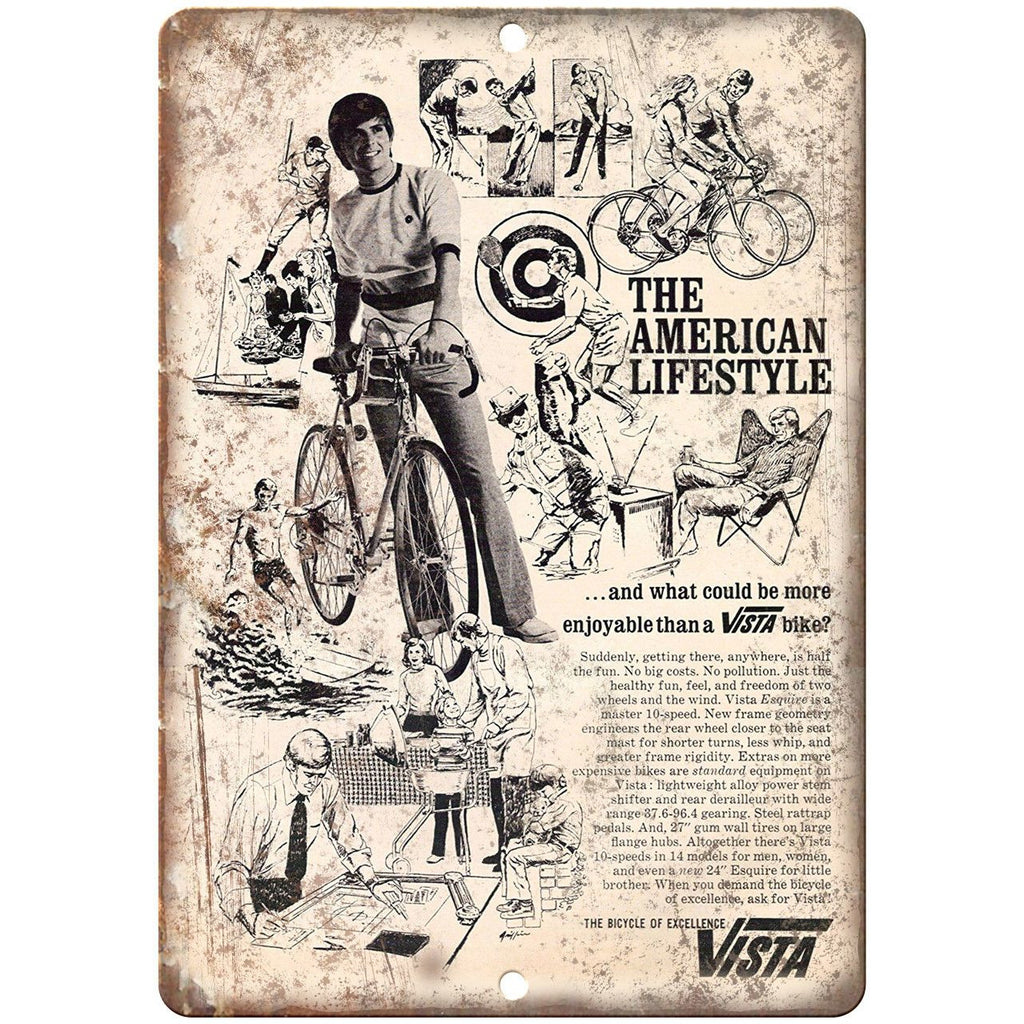 Vista Bicycle Vintage Ad 10" x 7" Reproduction Metal Sign B326
