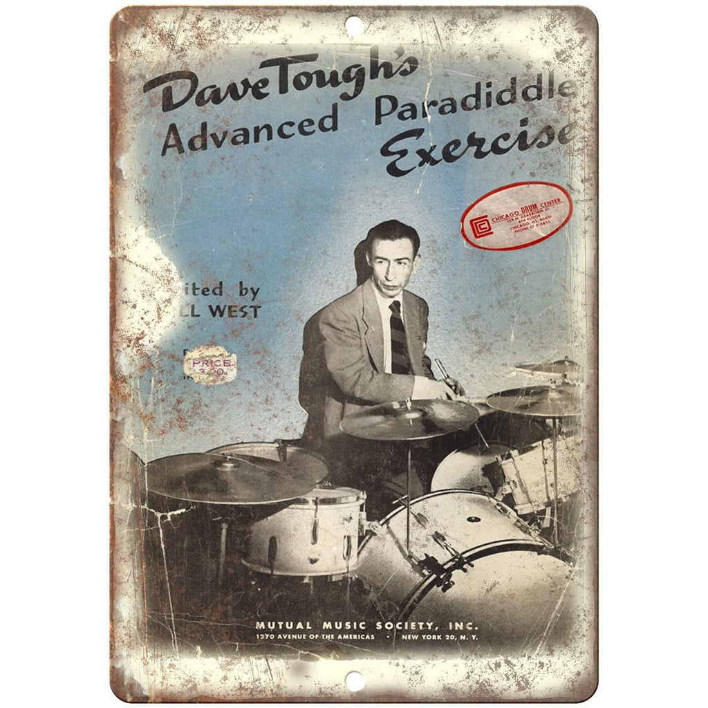 Dave Tough's Paradiddle Drum Book Cover 10" X 7" Reproduction Metal Sign R06