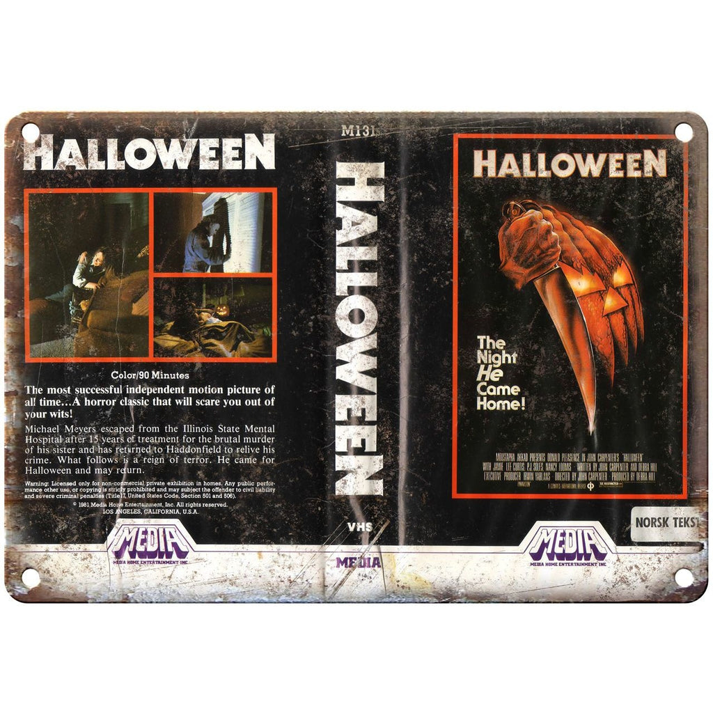 1981 - Halloween Movie VHS Cover 10" x 7" Reproduction Metal Sign
