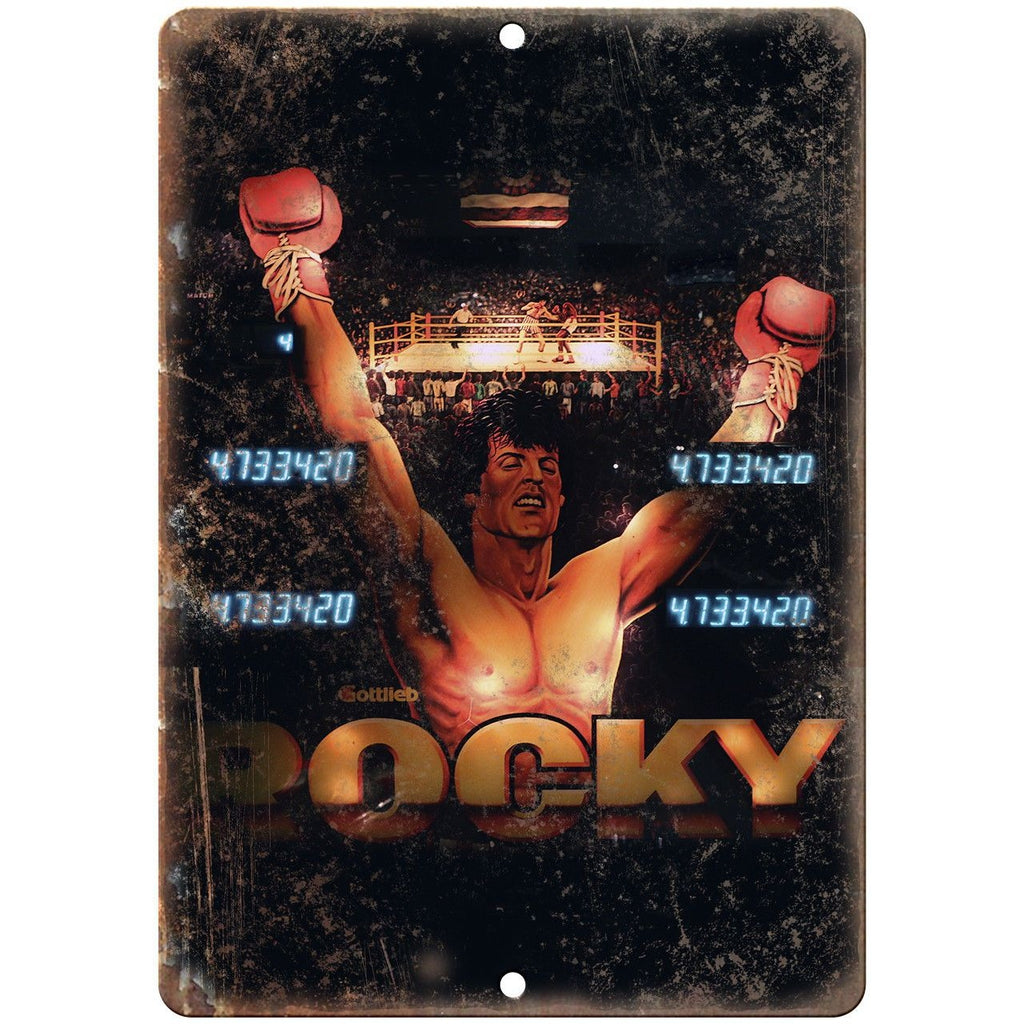 Rocky Pinball Machine Backglass Gottlieb 10" x 7" Reproduction Metal Sign G252