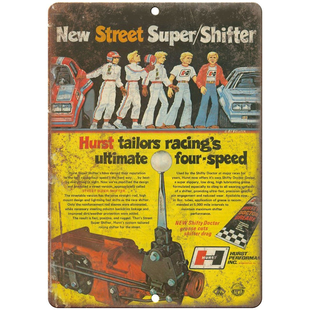 Hurst Performance Four-speed Street Super Shifter 10" x 7" Retro Metal Sign