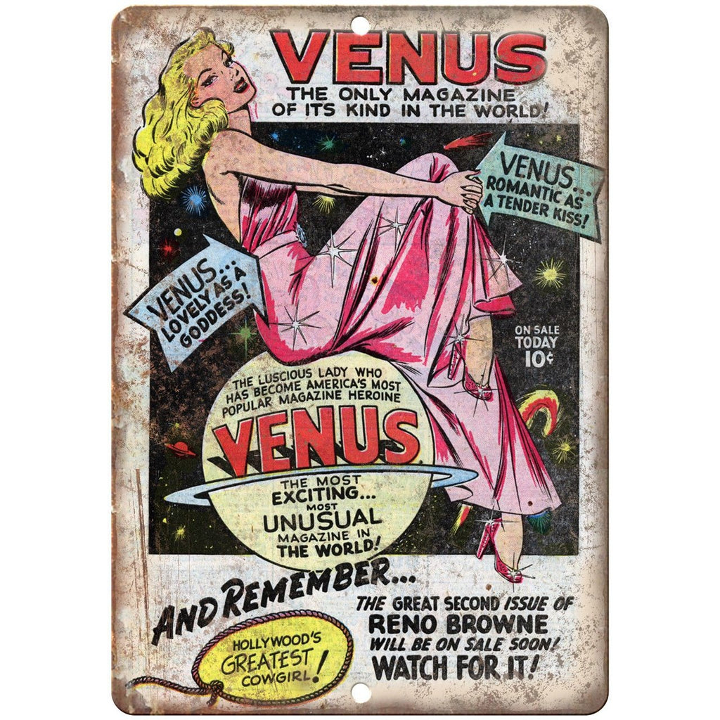 Venus Comic Book Reno Browne Ad 10" X 7" Reproduction Metal Sign J139