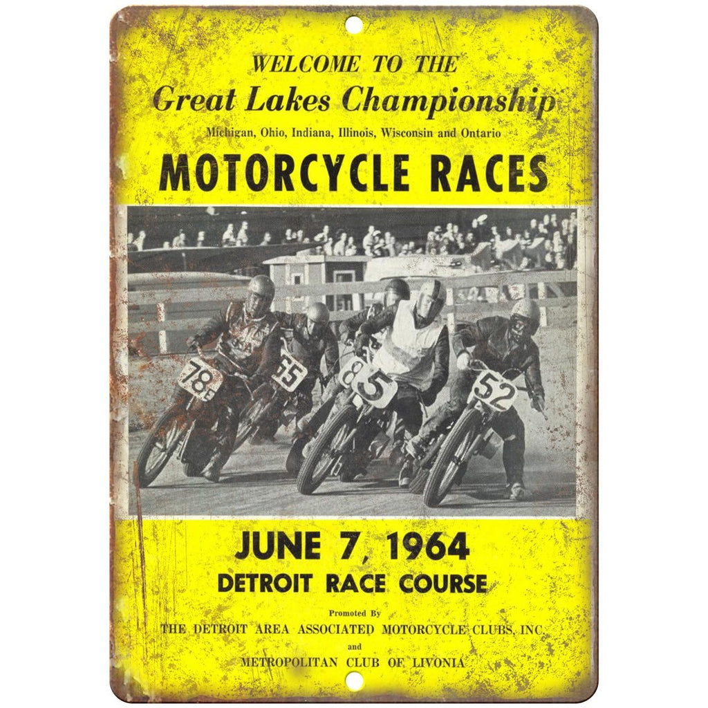 1964 Great Lake championship, detroit race course 10" x 7" Retro Metal Sign