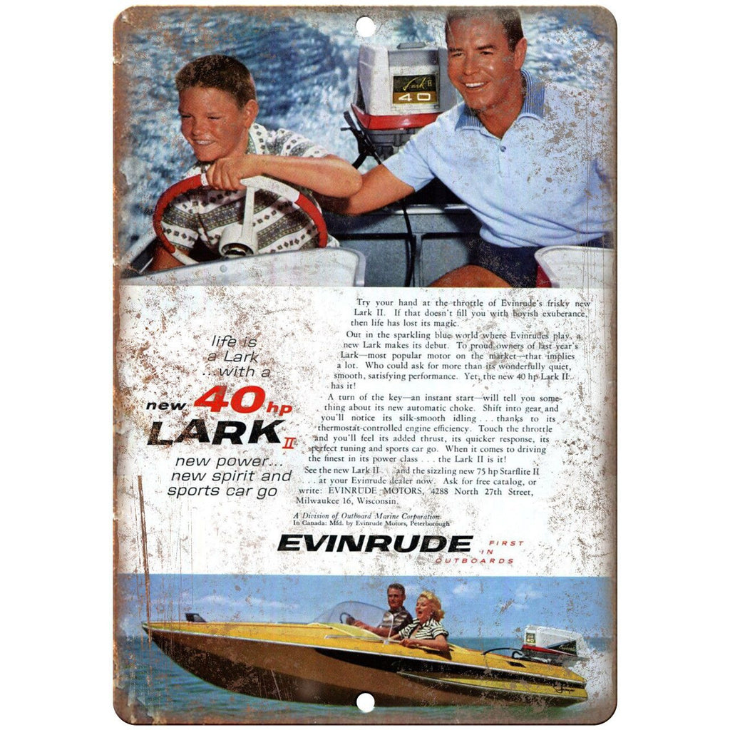 Envirude Outboard Motor Vintage Boat Ad 10" x 7" Reproduction Metal Sign L59