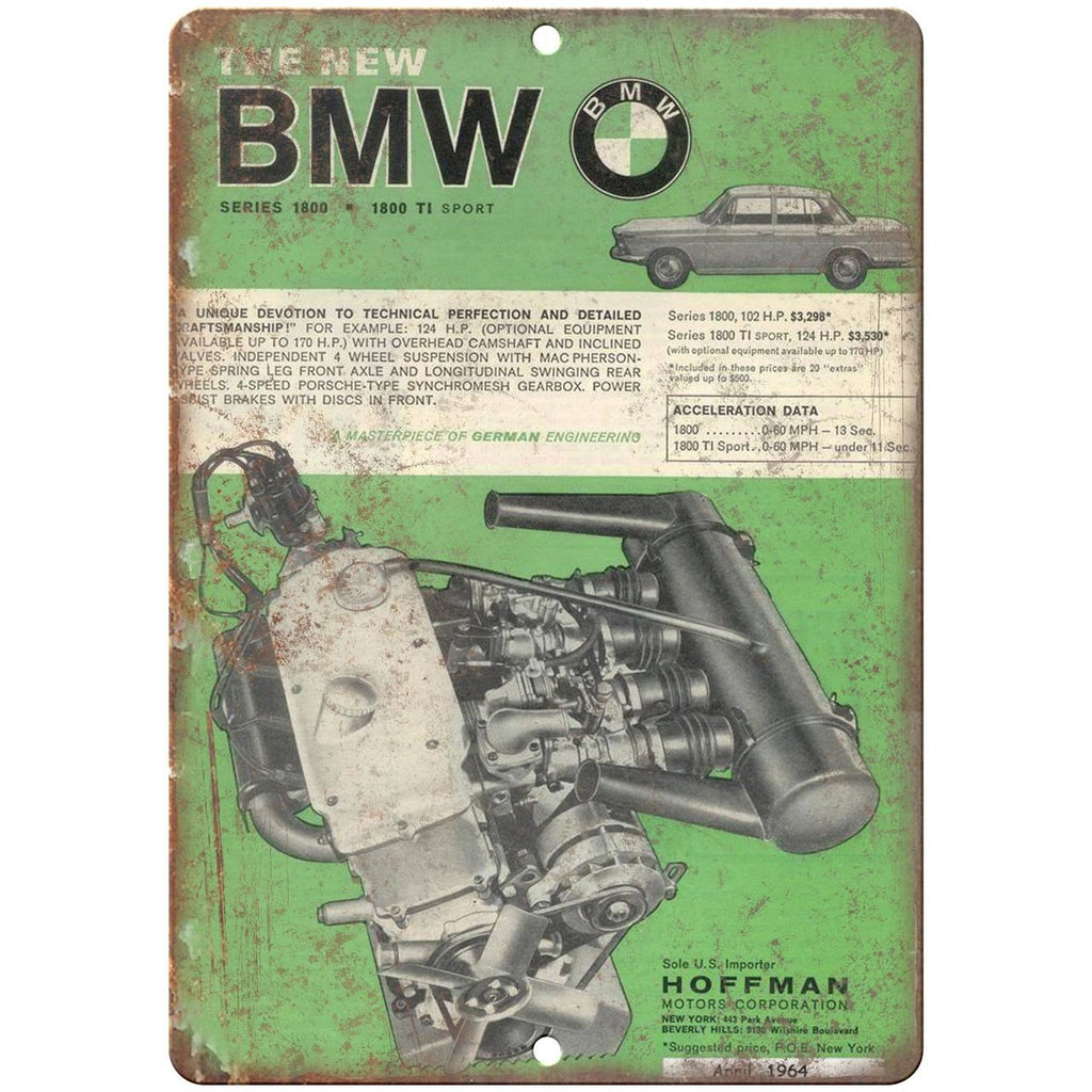 1964 BMW Hoffman Motor Corp 10" x 7" Reproduction Metal Sign
