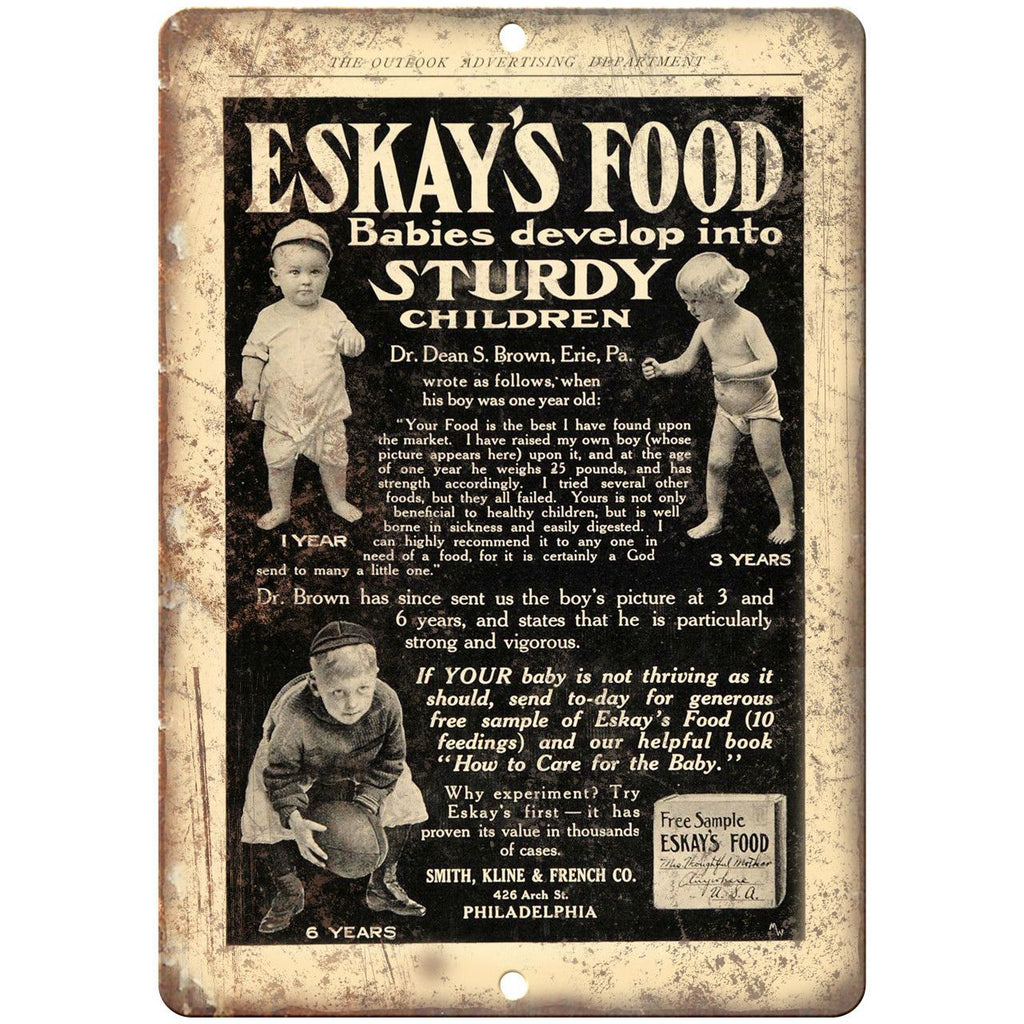 Eskay's Baby Food Vintage Ad 10" X 7" Reproduction Metal Sign N323