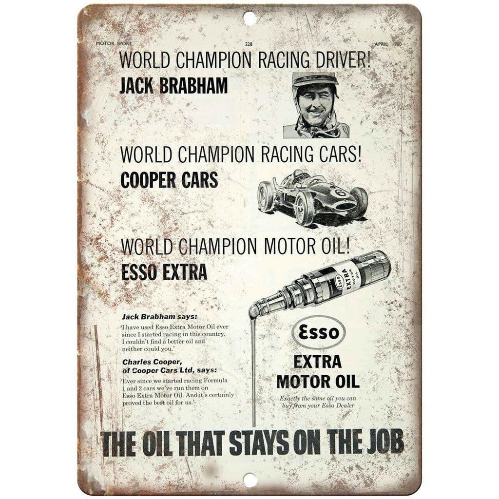 Esso Extra World Champion Motor Oil 10" X 7" Reproduction Metal Sign A870