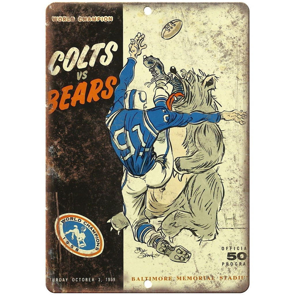 1959 Colts vs Chicago Bears 10" x 7" Vintage Look Reproduction