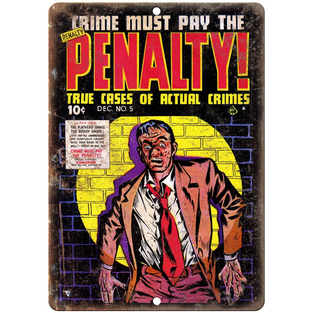 Penalty! Ace Comics Vintage Cover Art 10" X 7" Reproduction Metal Sign J362