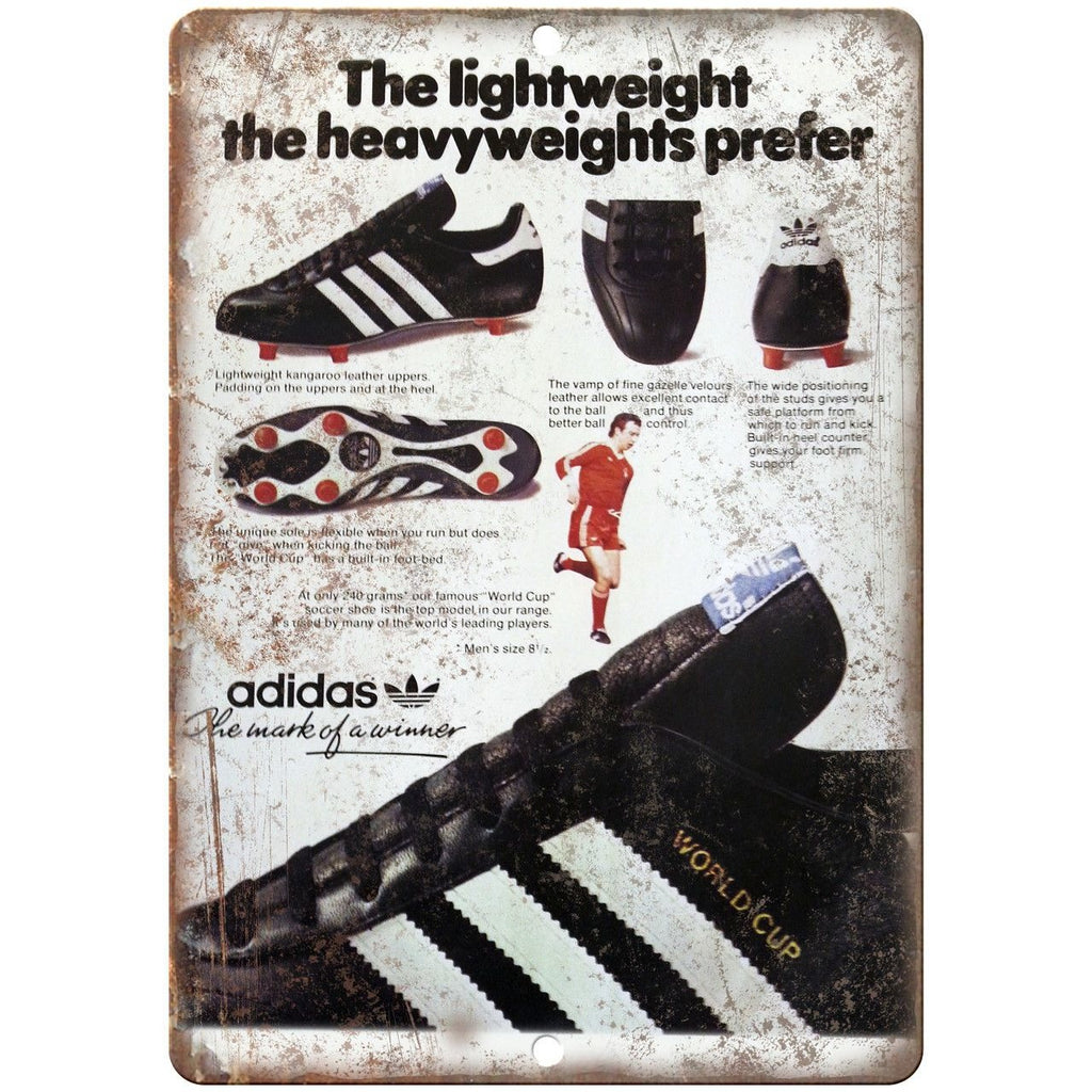 Adidas World Cup Soccer Shoe Ad 10" X 7" Reproduction Metal Sign ZE62