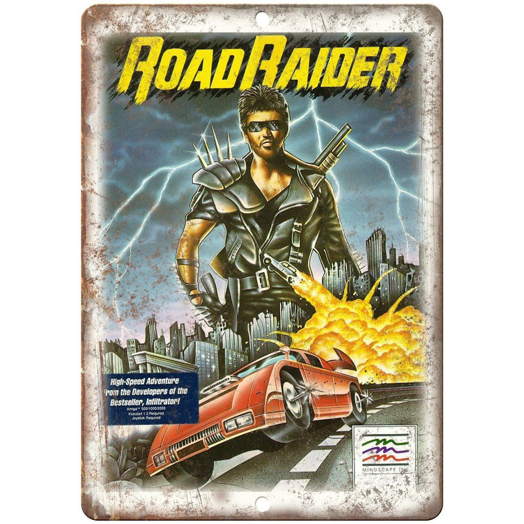 Road Raider Mindscape Video Game Ad Vintage 10"x7" Reproduction Metal Sign G164