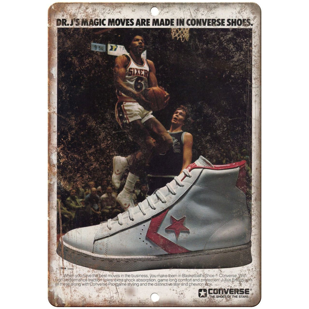 Dr. J's Converse Sneakers RARE sneaker head 10" x 7" Reproduction Metal Sign