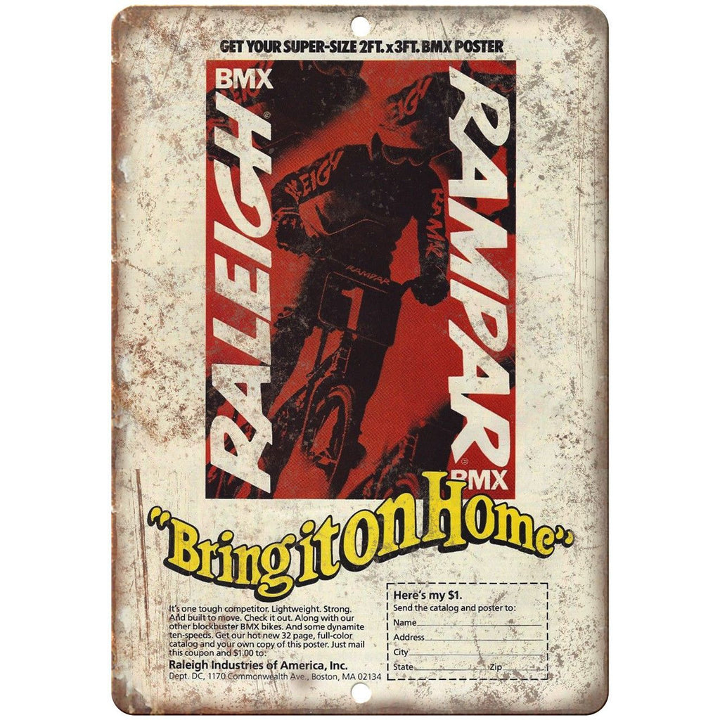 Raleigh BMX Vintage Bicycle Racing Ad 10" x 7" Reproduction Metal Sign B501