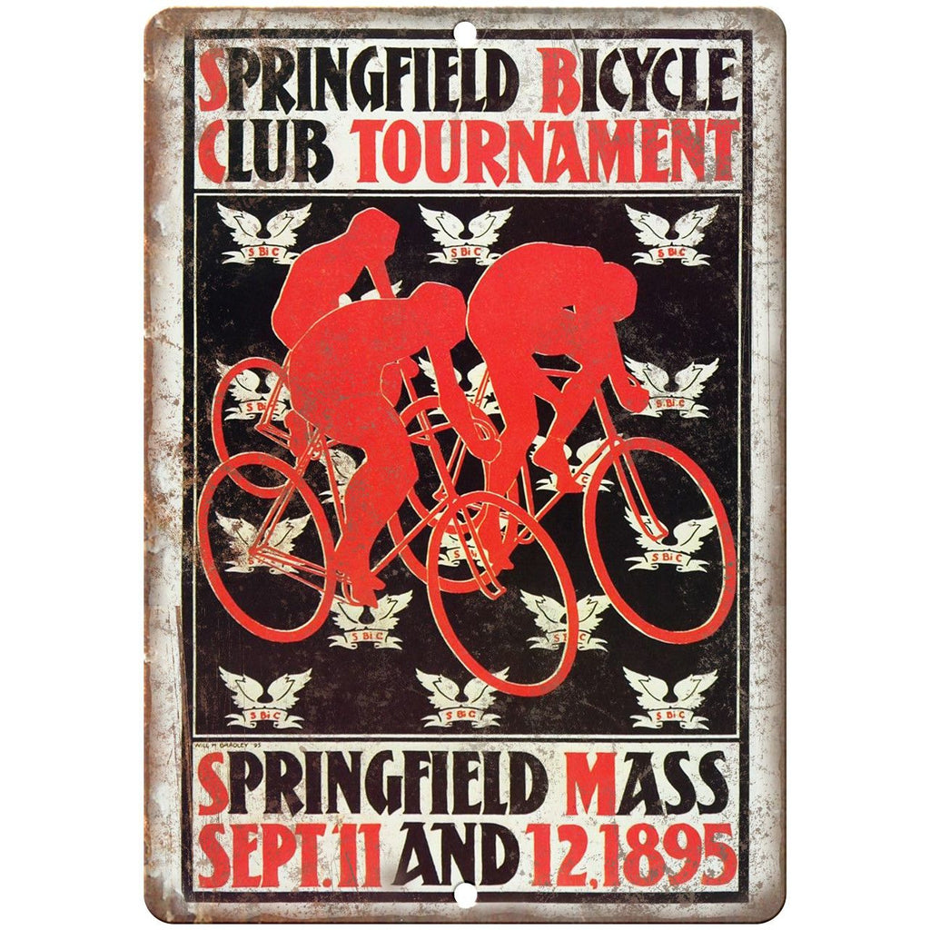 Springfield Bicycle Club Tournament Ad 10" x 7" Reproduction Metal Sign B355