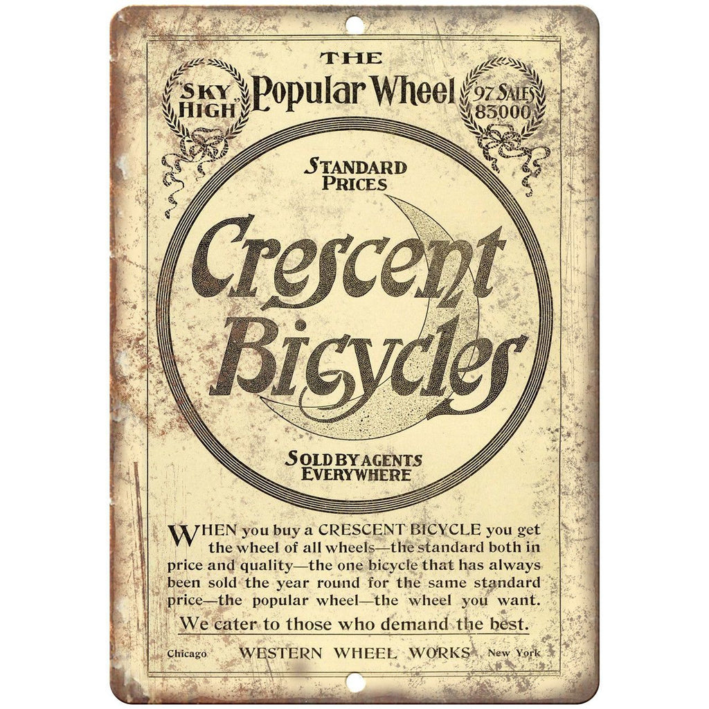 Crescents Bicycles Vintage Art Ad 10" x 7" Reproduction Metal Sign B401