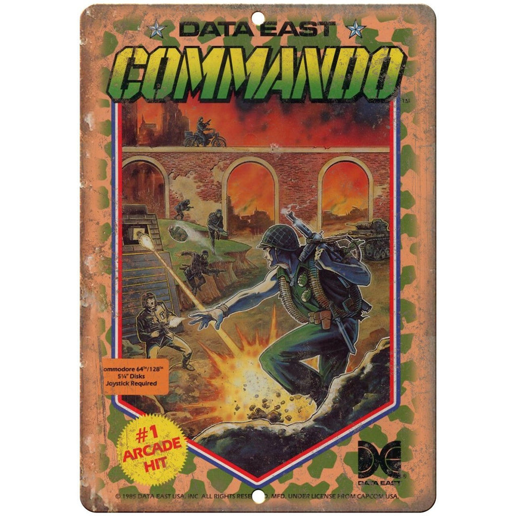 Data East Commando Commodore 64 Arcade Hit 10" x 7" Reproduction Metal Sign G157