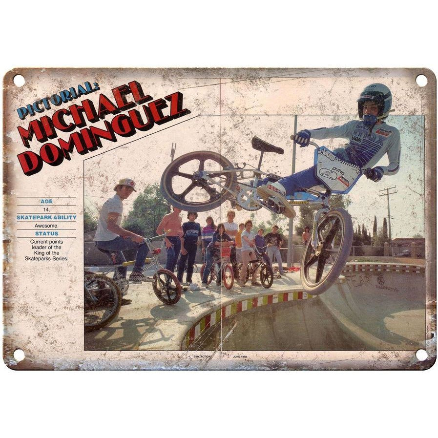 Vintage BMX, Michael Dominguez, bmx racing 10" x 7" reproduction metal sign B36