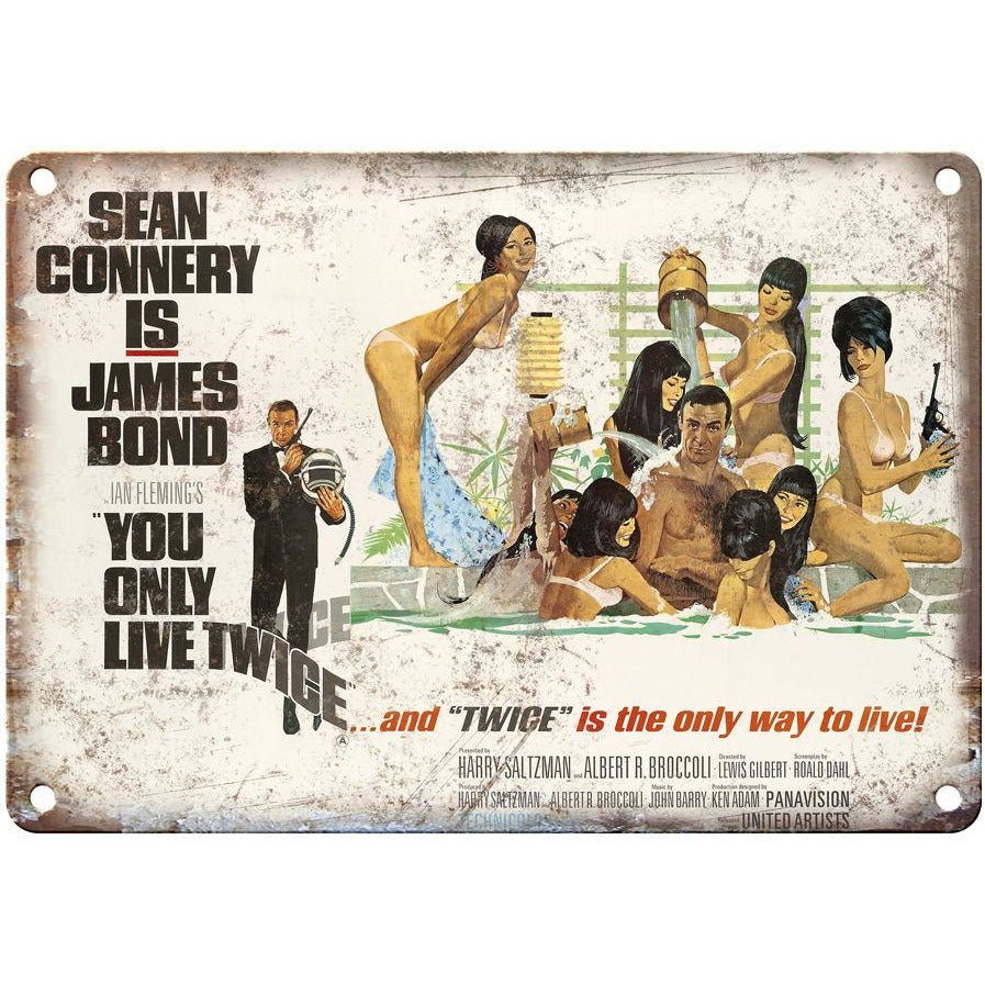 James Bond, 007, You Only Love Twice, Sean Connery, 10" x 7" retro metal sign