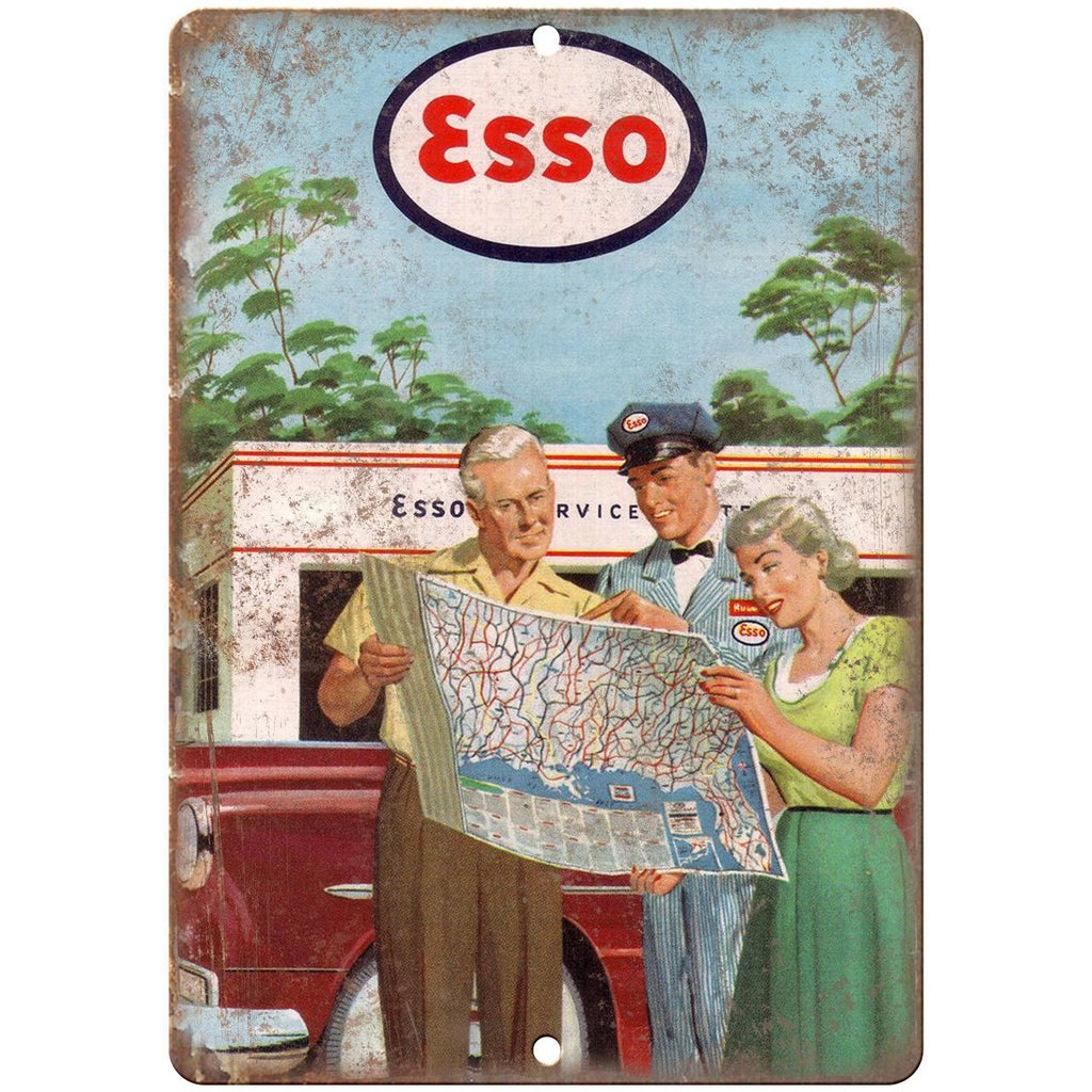 Esso Gas Service Station Map Ad Artwork 10" x 7" Reproduction Metal Sign A122