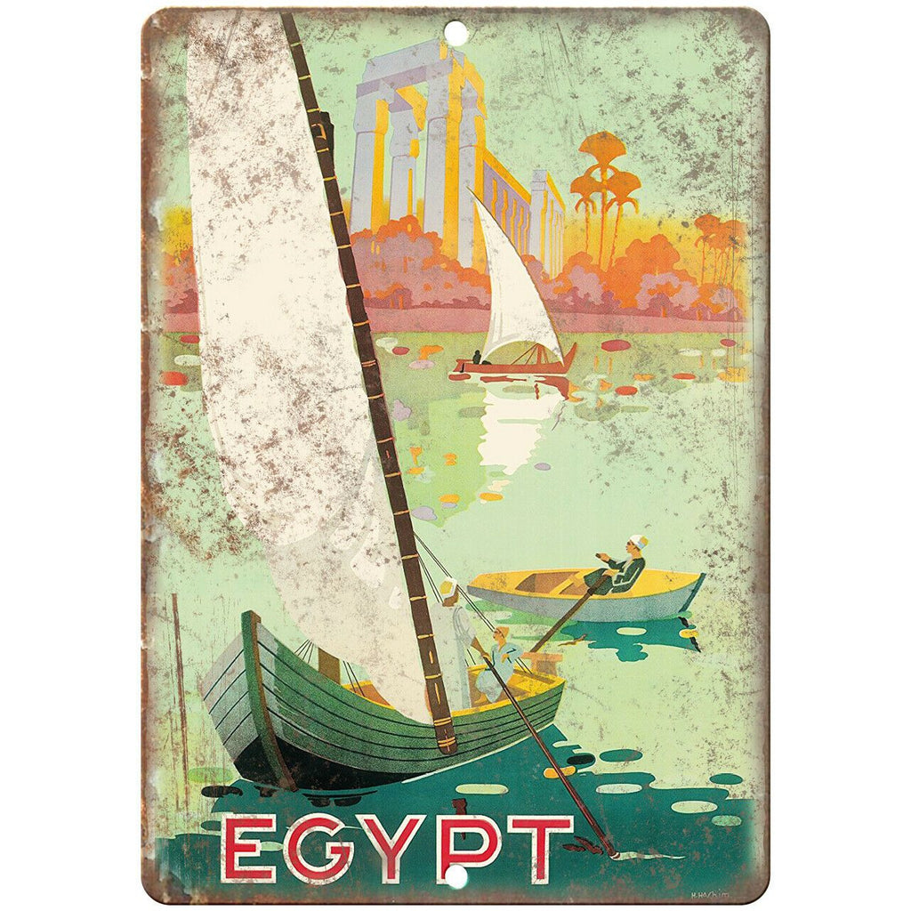 Vintage Egypt Travel Poster Art 10" x 7" Reproduction Metal Sign T43