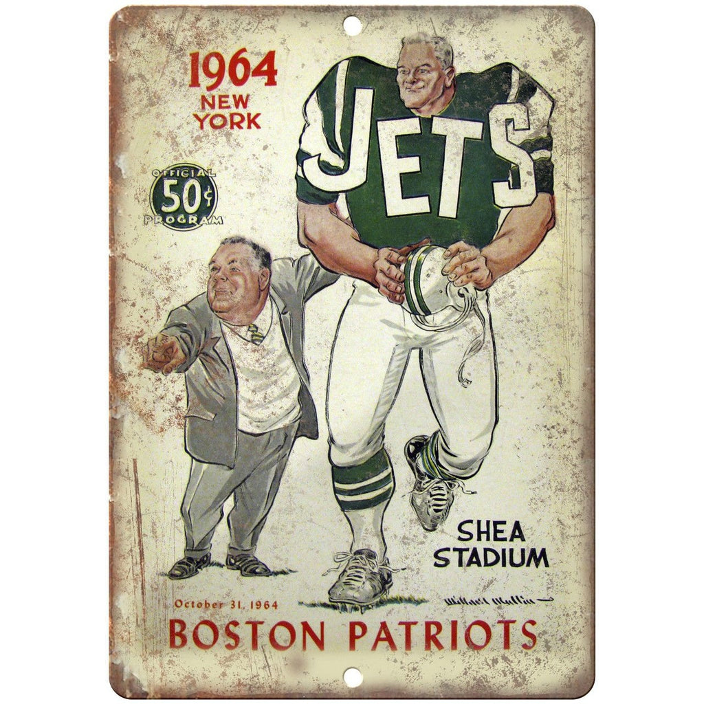 1964 New York Jets Vs. Boston Patriots 10" x 7" Reproduction Metal Sign X42