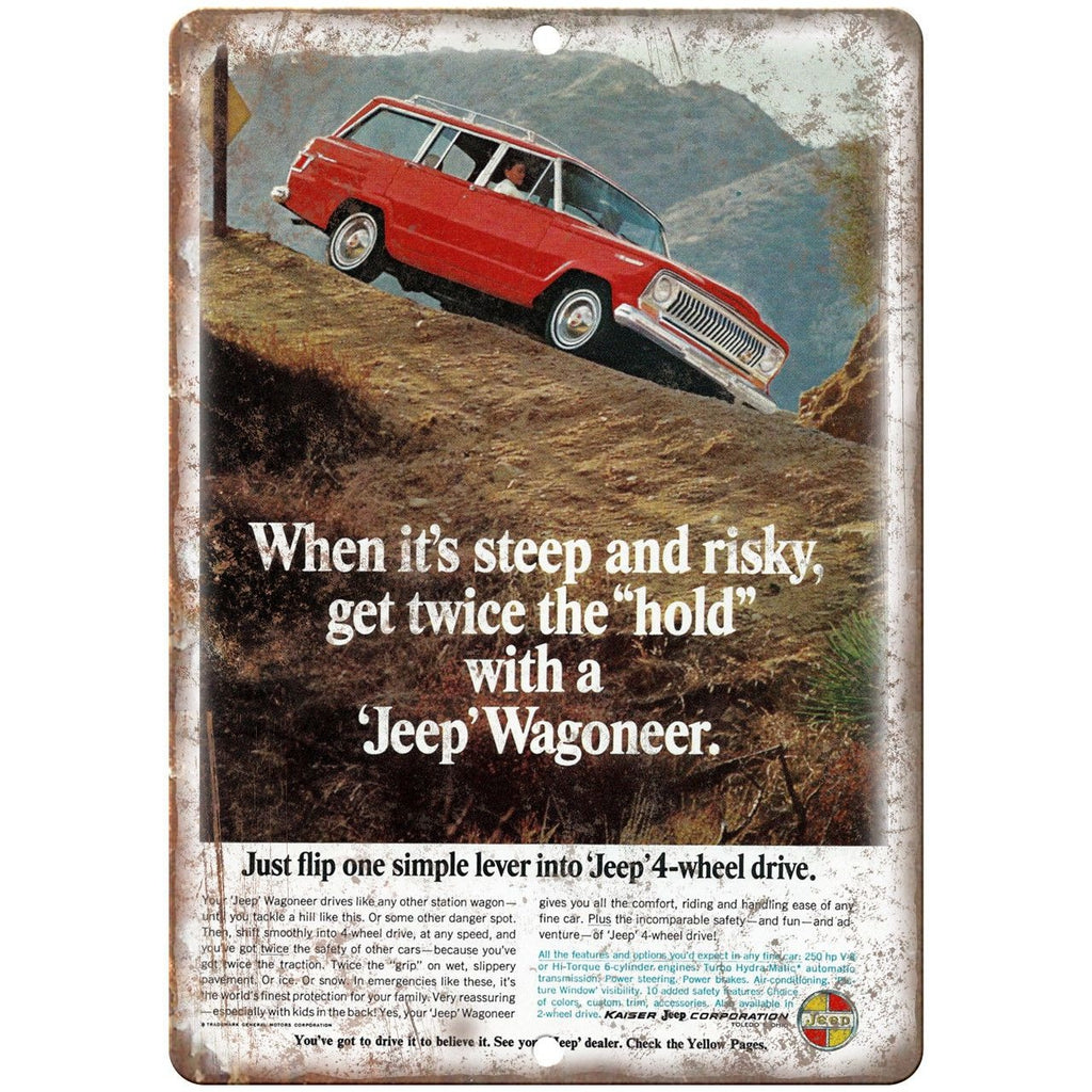 Jeep Wagoneer 4-wheel drive Kaiser 10" x 7" Reproduction Metal Sign A82